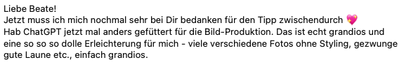 Nachricht einer Kundin